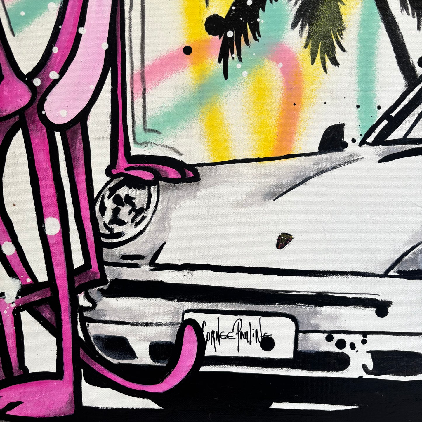 The pink panther wants sun with a Porsche