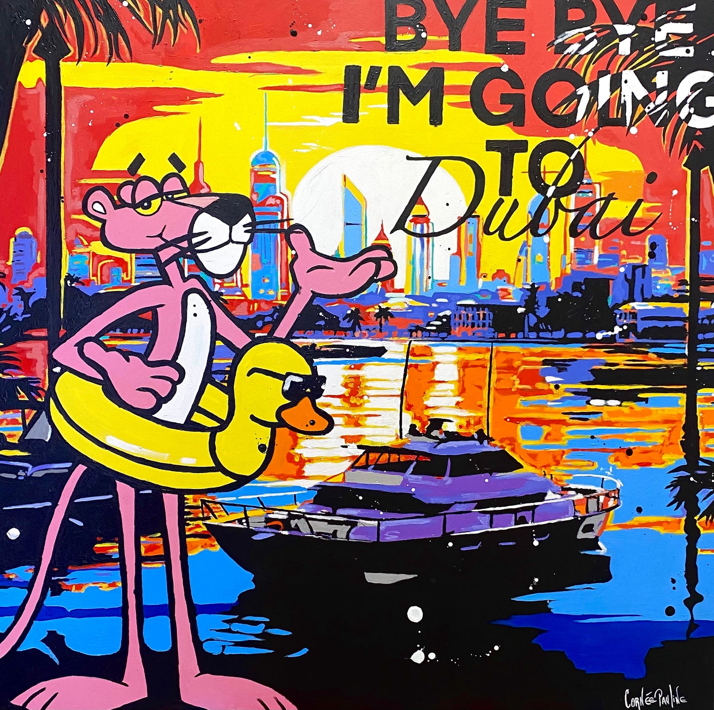 Tableau pop art pink panther