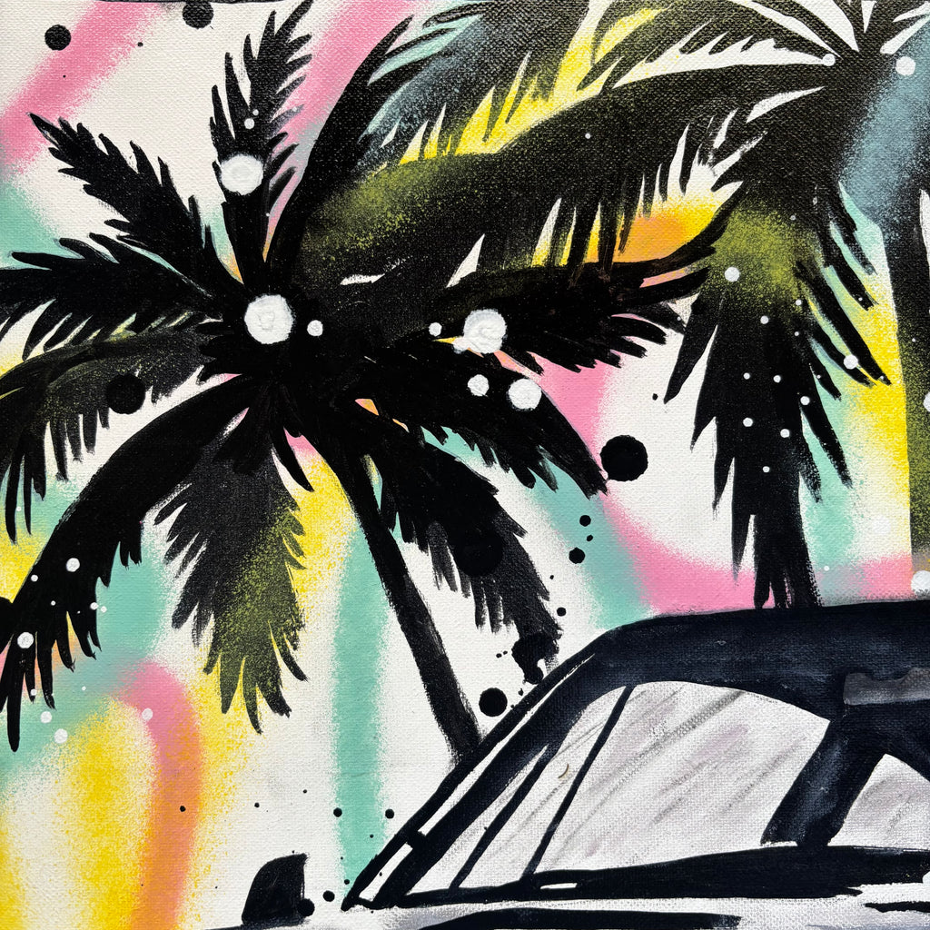 The pink panther wants sun with a Porsche