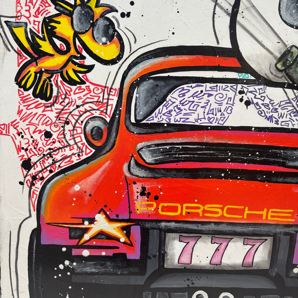 Snoopy is back in that Porsche